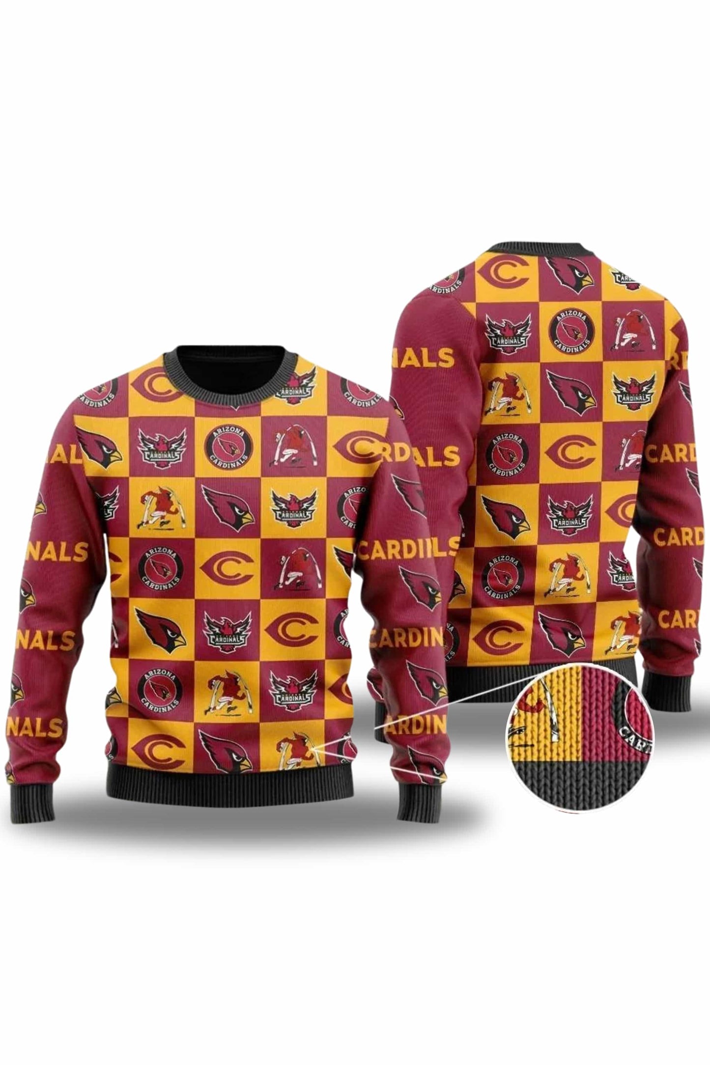 Arizona Cardinals Logo Checkered Flannel Ugly Christmas 2025 Sweater