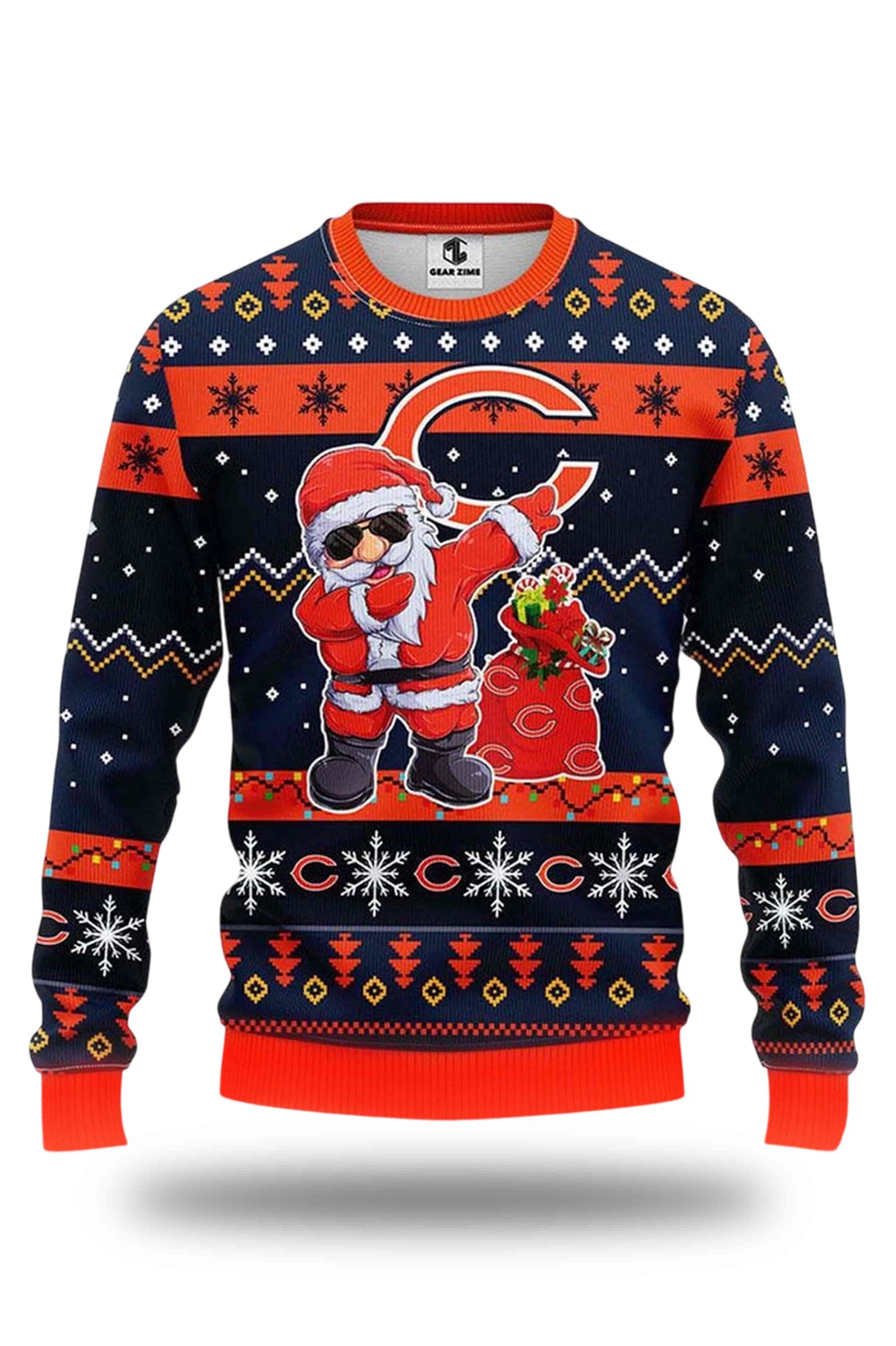 Chicago Bears Santa Claus Xmas 2025 Ugly Christmas Sweater1