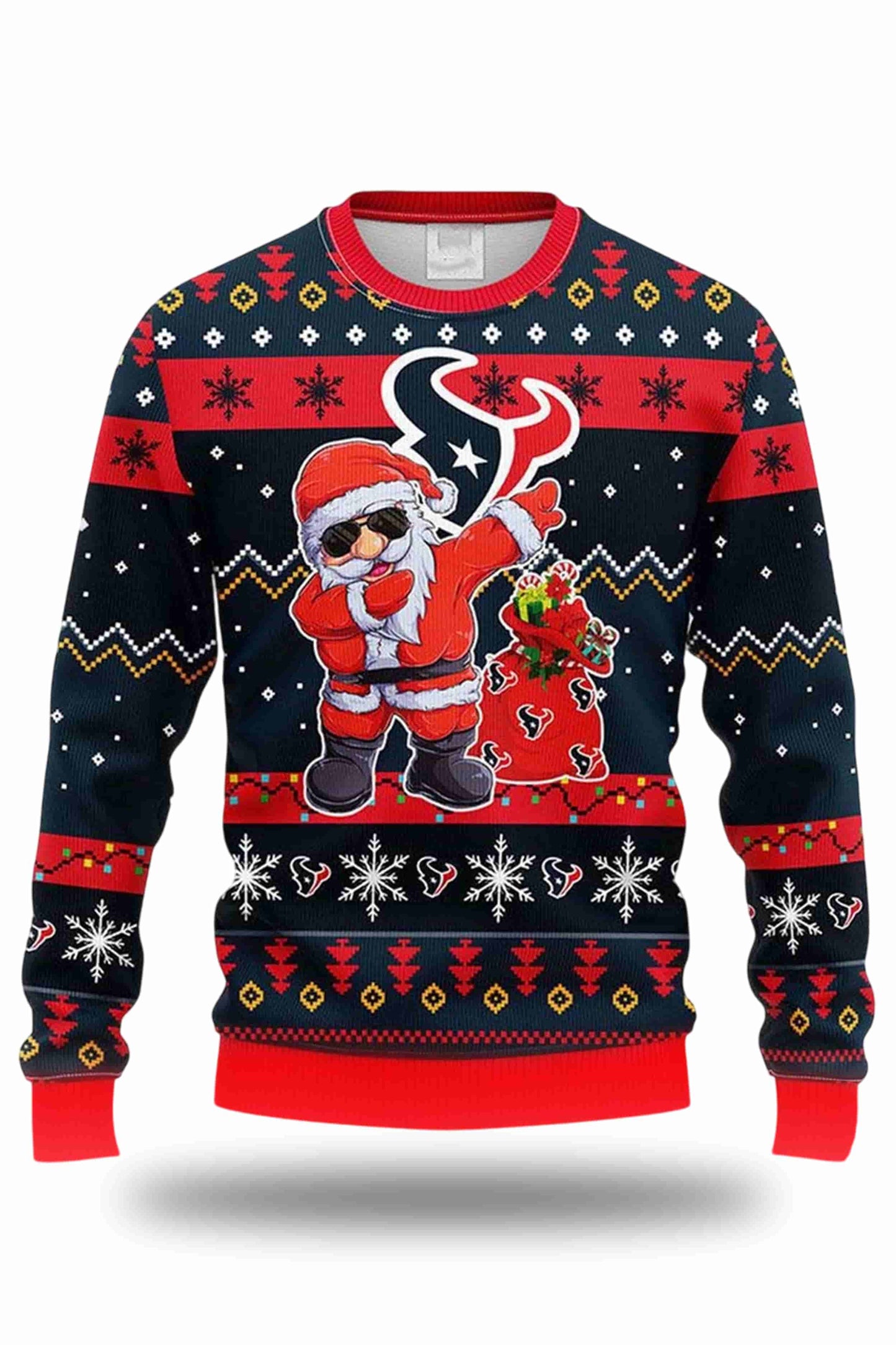 Houston Texans Santa Claus 2025 Xmas Ugly Christmas Sweater1