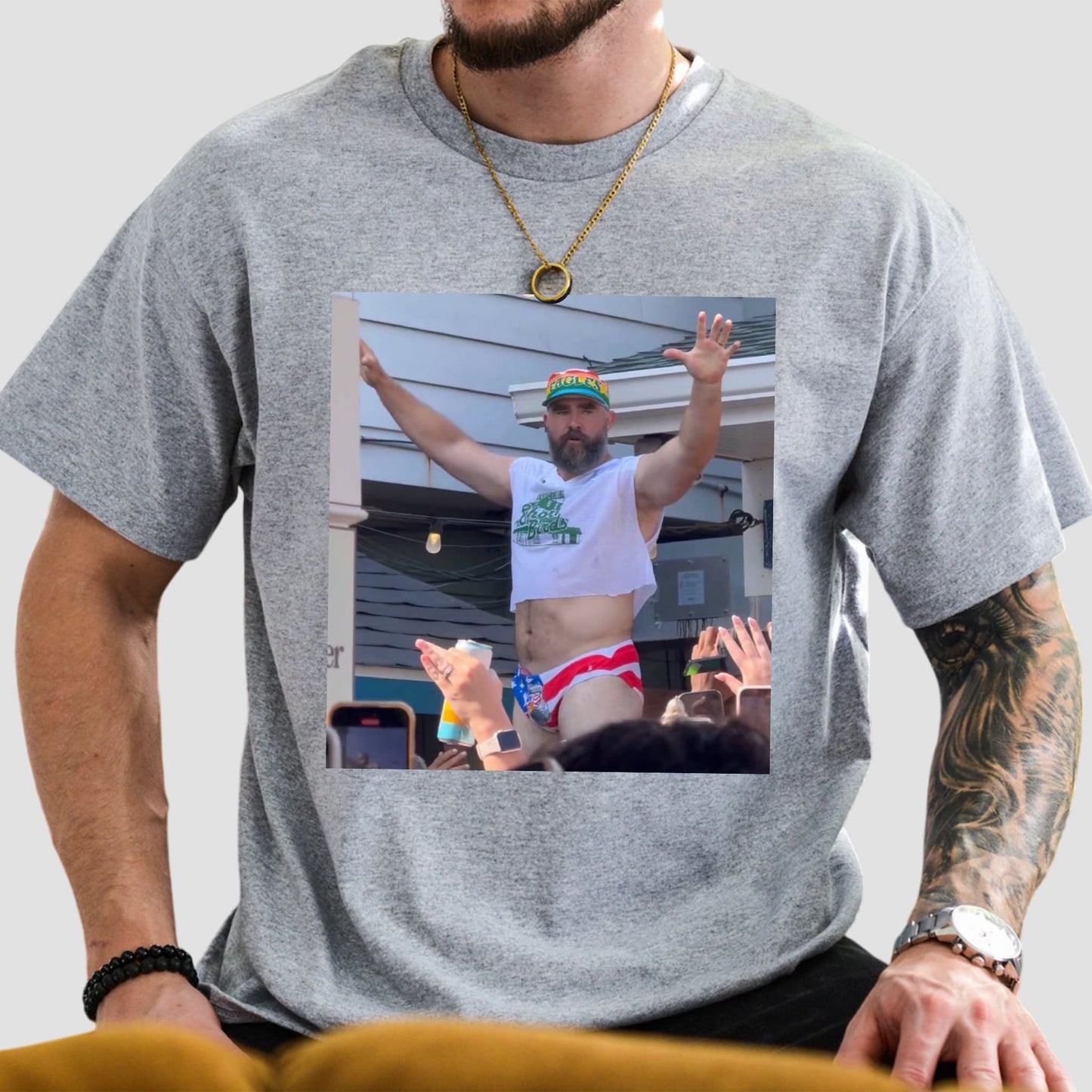 Jason Kelce Strips Down American Flag Shirt2