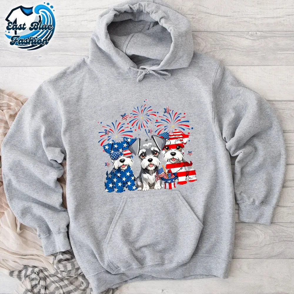 Red White Blue Schnauzer Dog Lovers USA Flag 4th Of July T-Shirt3