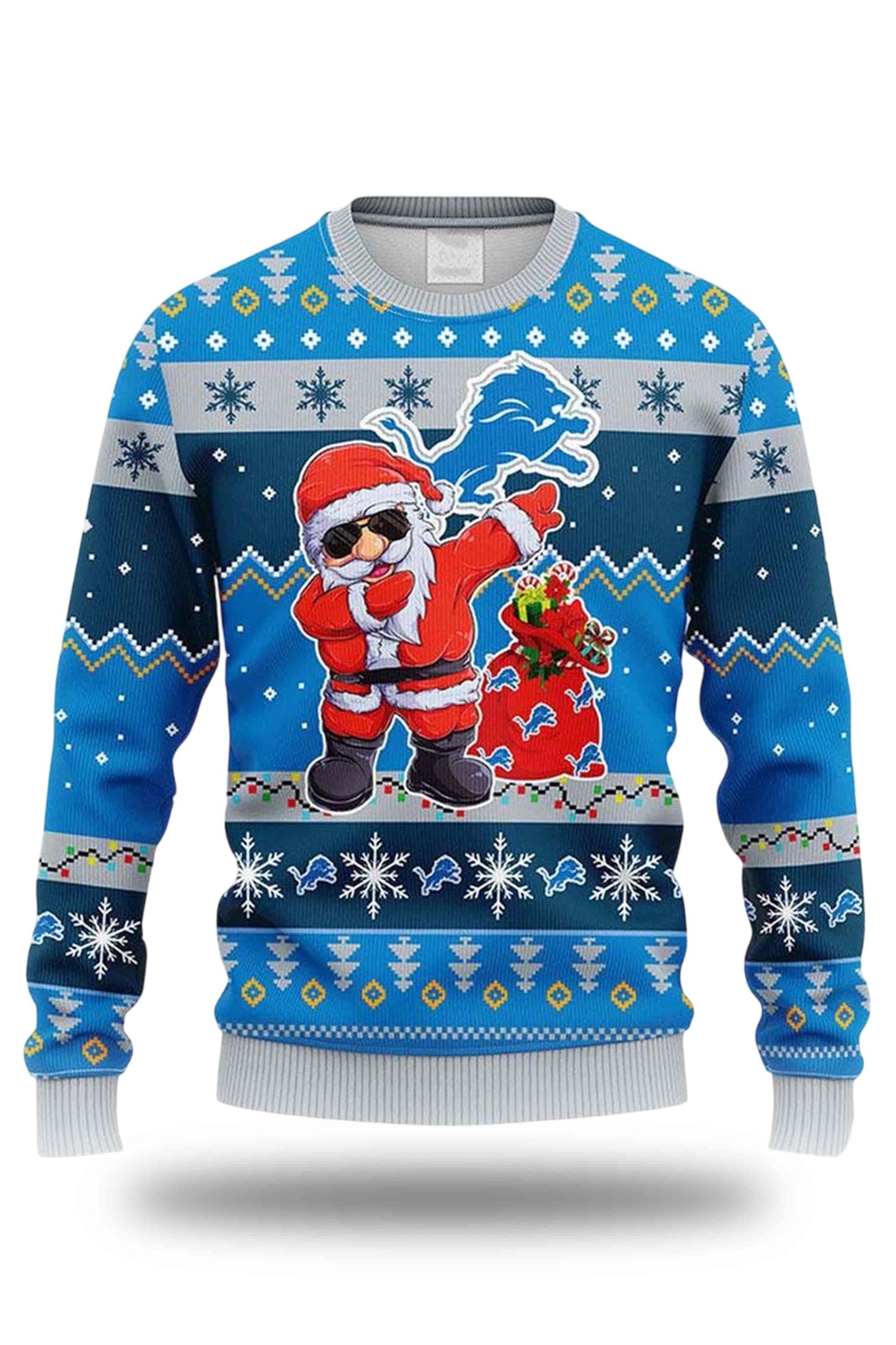 Santa Claus Xmas Detroit Lions 2025 Ugly Christmas Sweater1