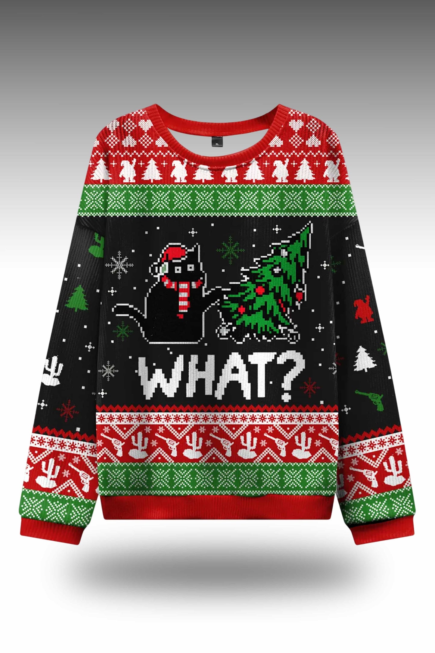 Troublemaker Cat Christmas Ugly Sweater2