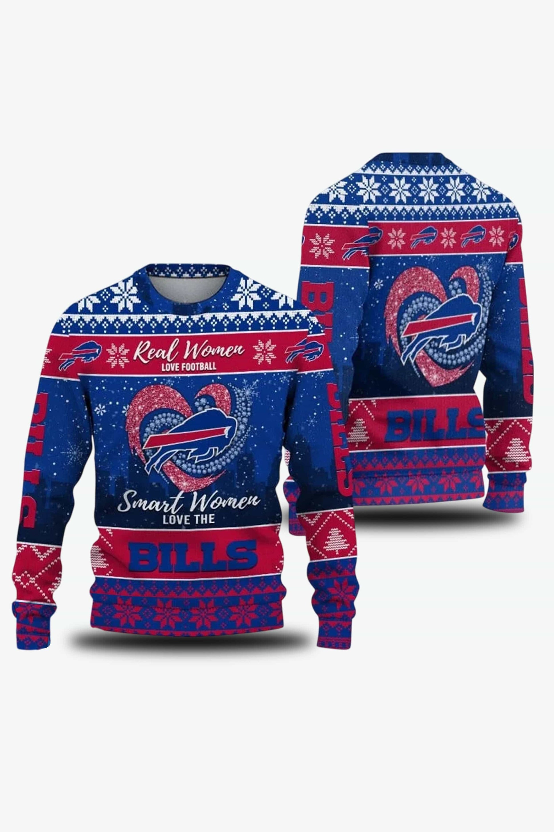 Buffalo Bills Heartfelt Fan Love Ugly Christmas Sweater 2025