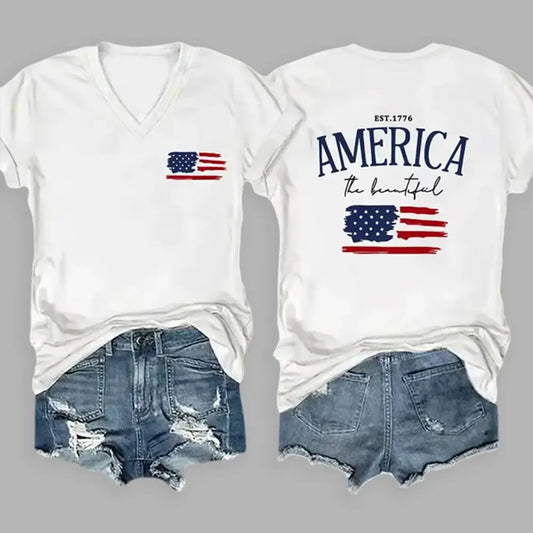 Casual Independence Day American Flag Est 1776 T-Shirt