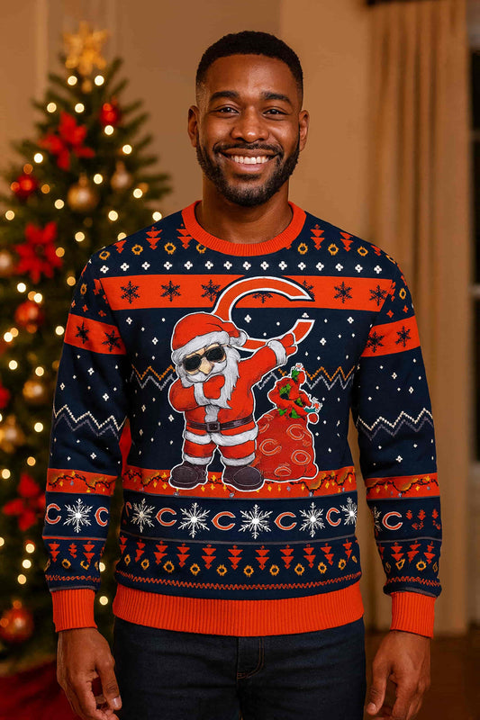 Chicago Bears Santa Claus Xmas 2025 Ugly Christmas Sweater