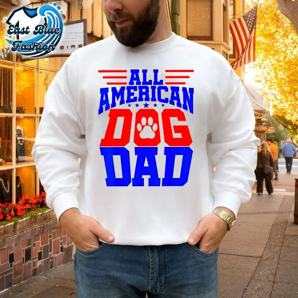 Dog Dad Owner Red White Blue American Flag Pug Pitbull Shirt1