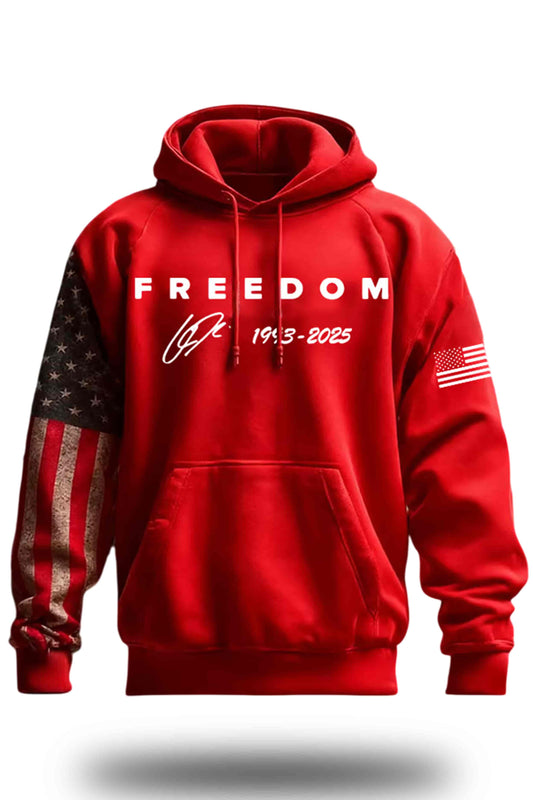 Freedom Flag America 1993-2025 Signature Charlie Kirk Hoodie