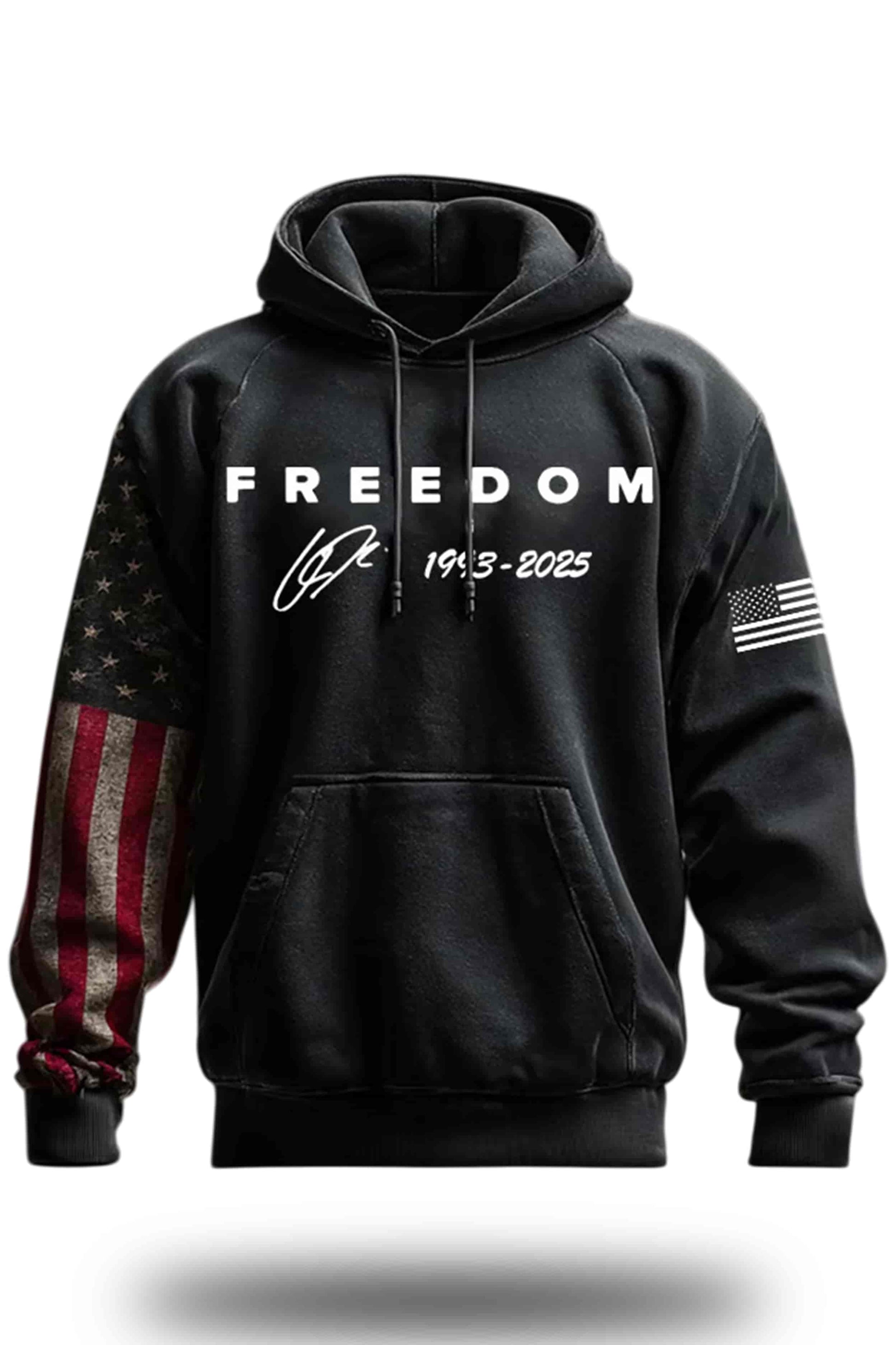Freedom Flag America 1993-2025 Signature Charlie Kirk Hoodie1