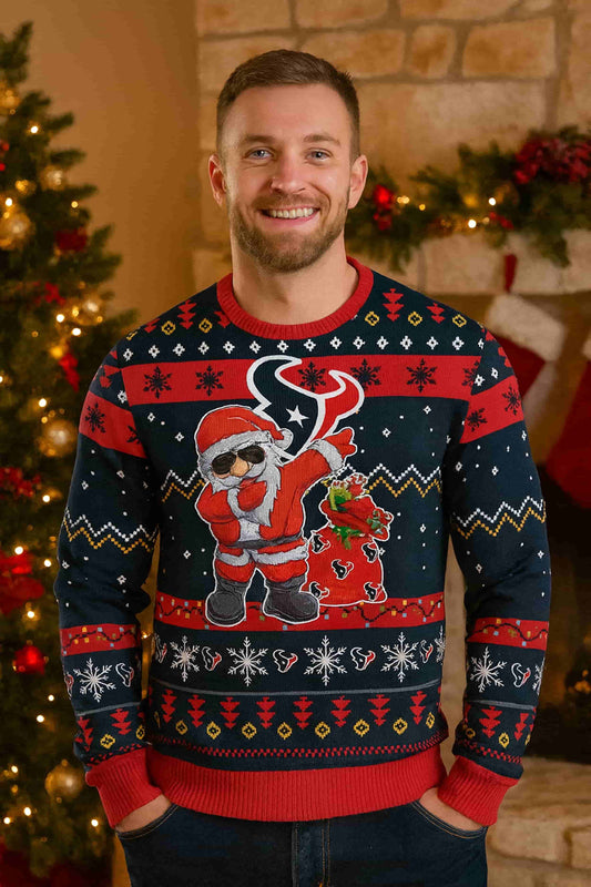 Houston Texans Santa Claus 2025 Xmas Ugly Christmas Sweater