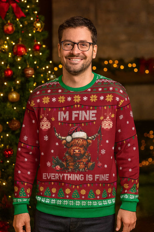 I'm Fine Everything Is Fine Ugly Christmas Sweatshirt 2025