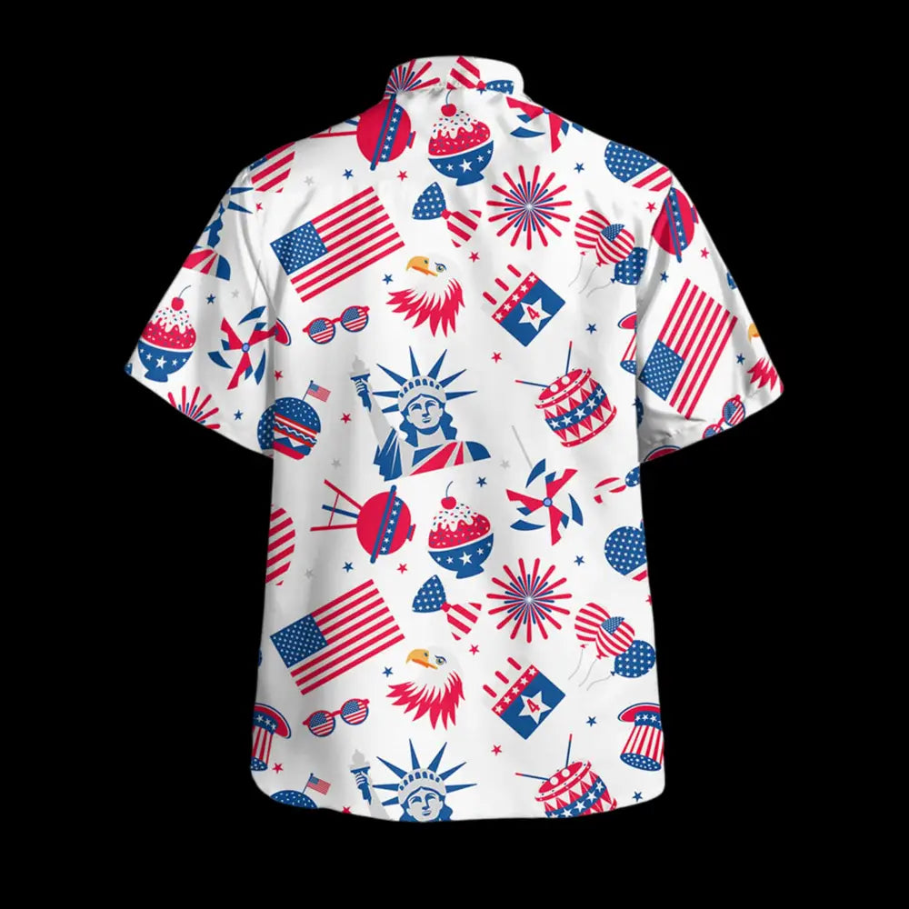 Liberty And Fireworks All American Hawaiian Shirt2