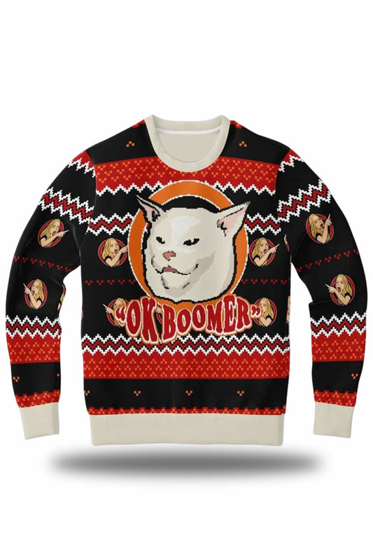 Ok Boomer Funny Meme Ugly Christmas Sweater 2025