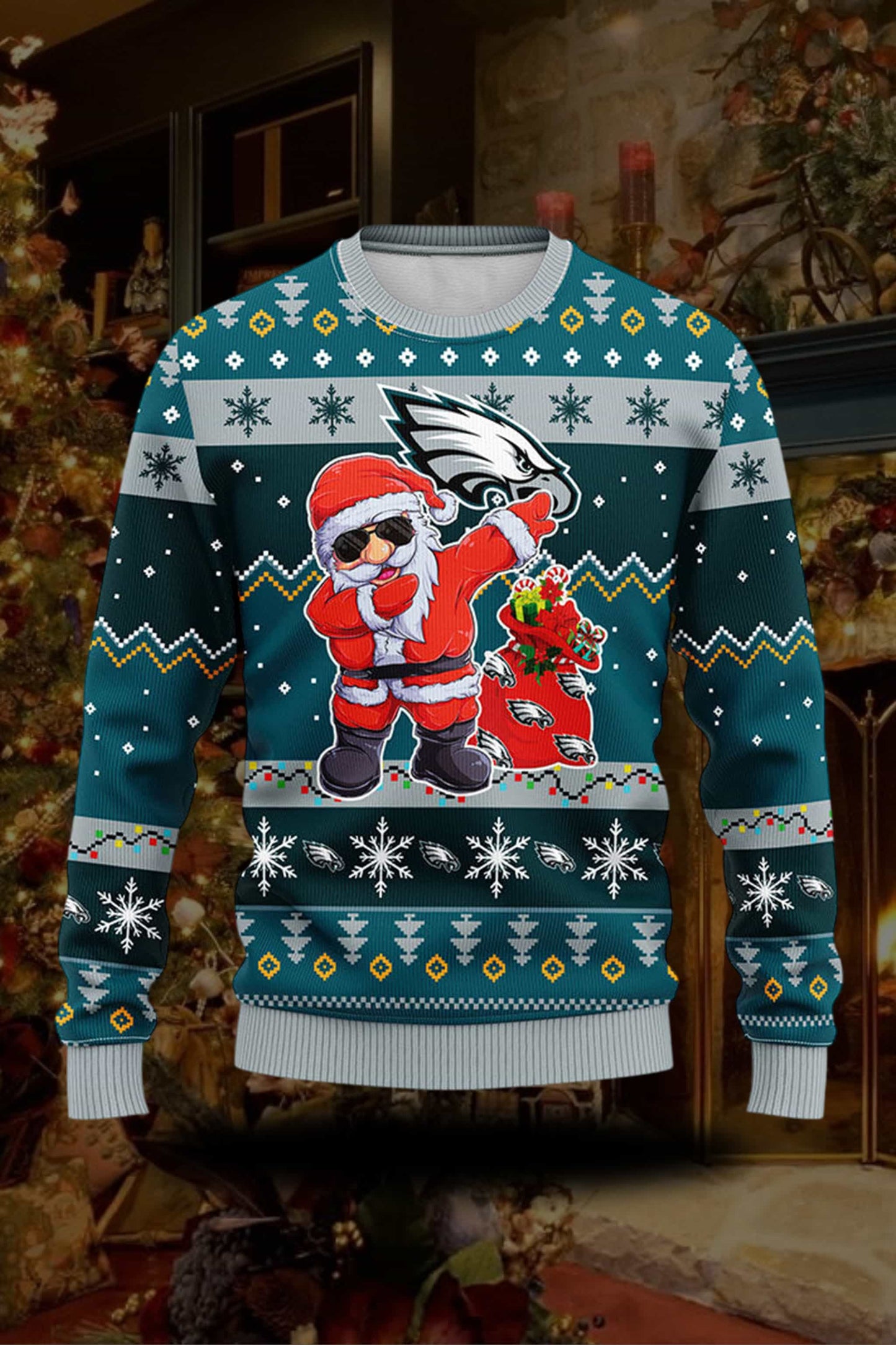 Philadelphia Eagles Dabbing Santa Claus Ugly Christmas Sweater