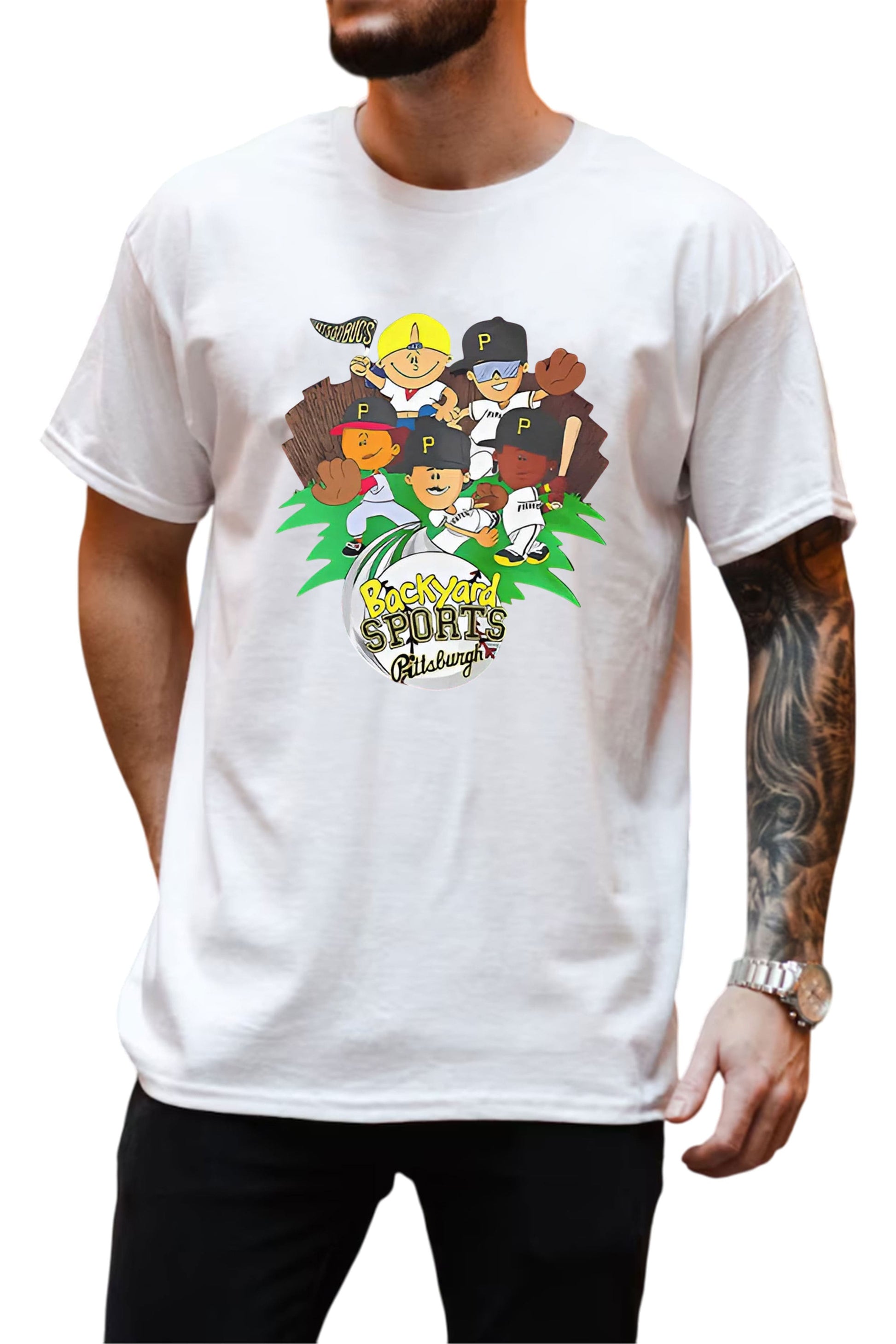 Pittsburgh Pirates X Backyard Sports Night Double-sided Shirt1
