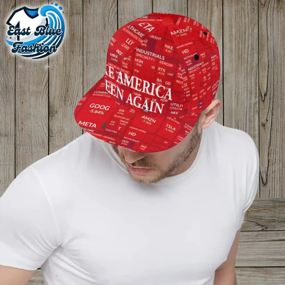 Red Stock Market Hat Make America Green Again Hat4