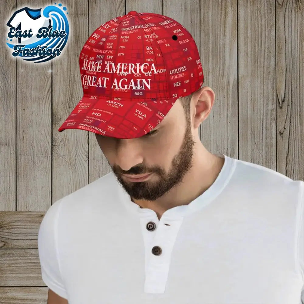 Red Stock Market Hat Make America Green Again Hat3