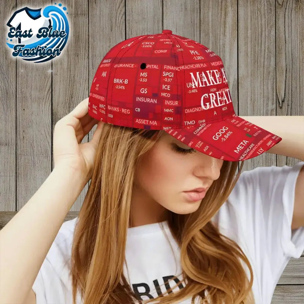 Red Stock Market Hat Make America Green Again Hat1