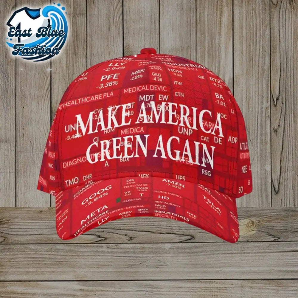 Red Stock Market Hat Make America Green Again Hat2