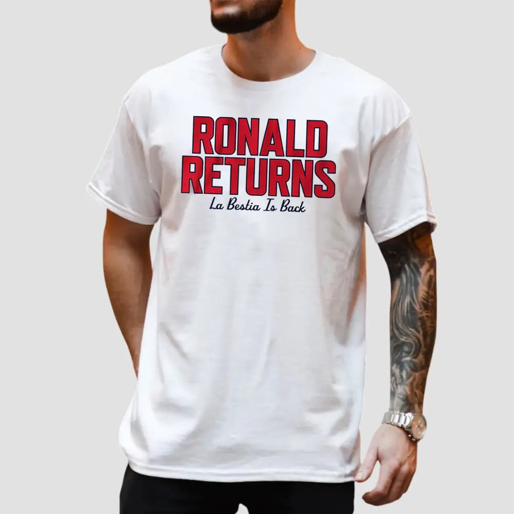 Ronald Acuña Jr. La Bestia Is Back shirt, showcasing bold lettering, perfect for celebrating Acuña's return to baseball.