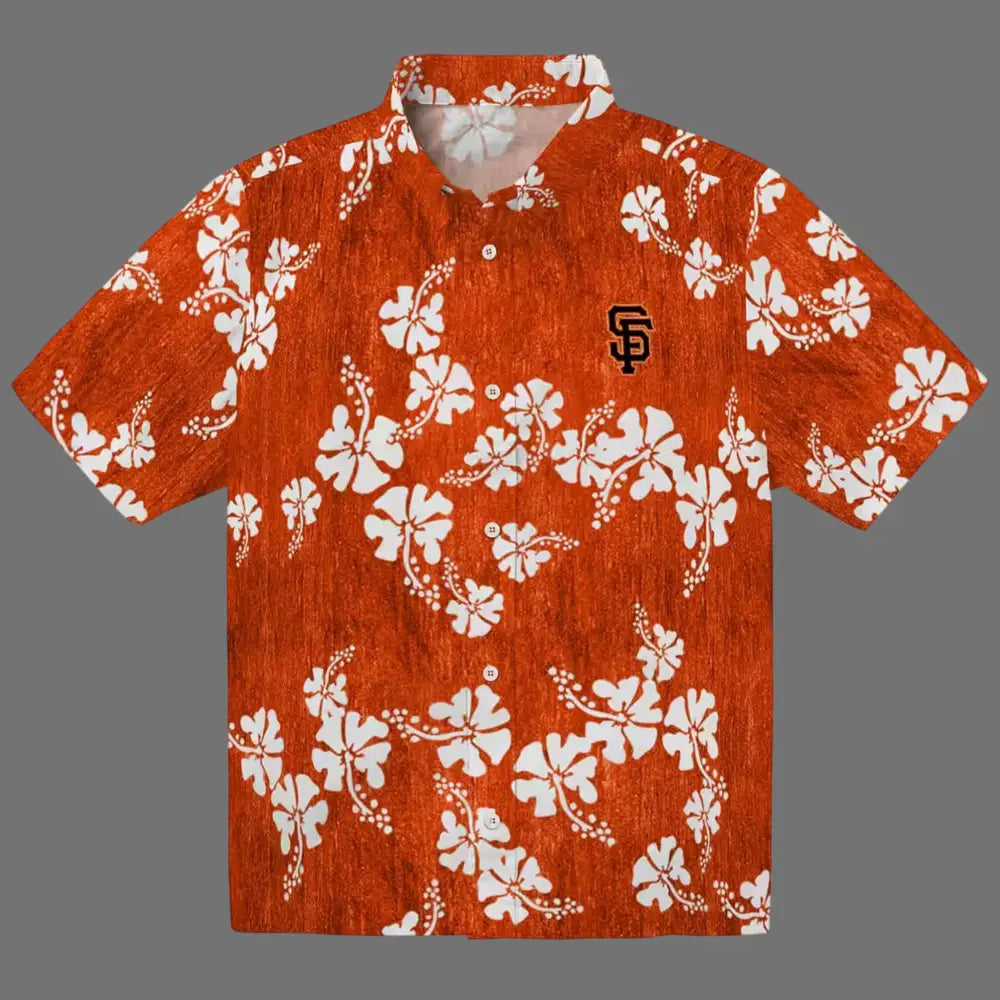 San Francisco Giants Orange Hibiscus Hawaiian Shirt1