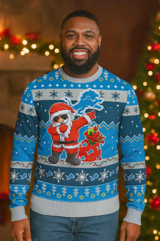 Santa Claus Xmas Detroit Lions 2025 Ugly Christmas Sweater