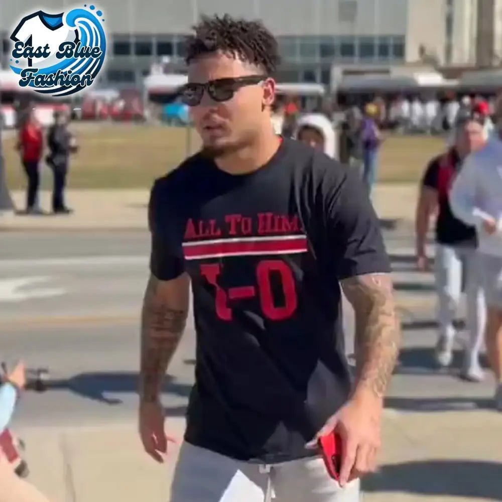 Several Buckeyes players attended the Shoe event wearing shirts that read “All to Him IO” as a statement