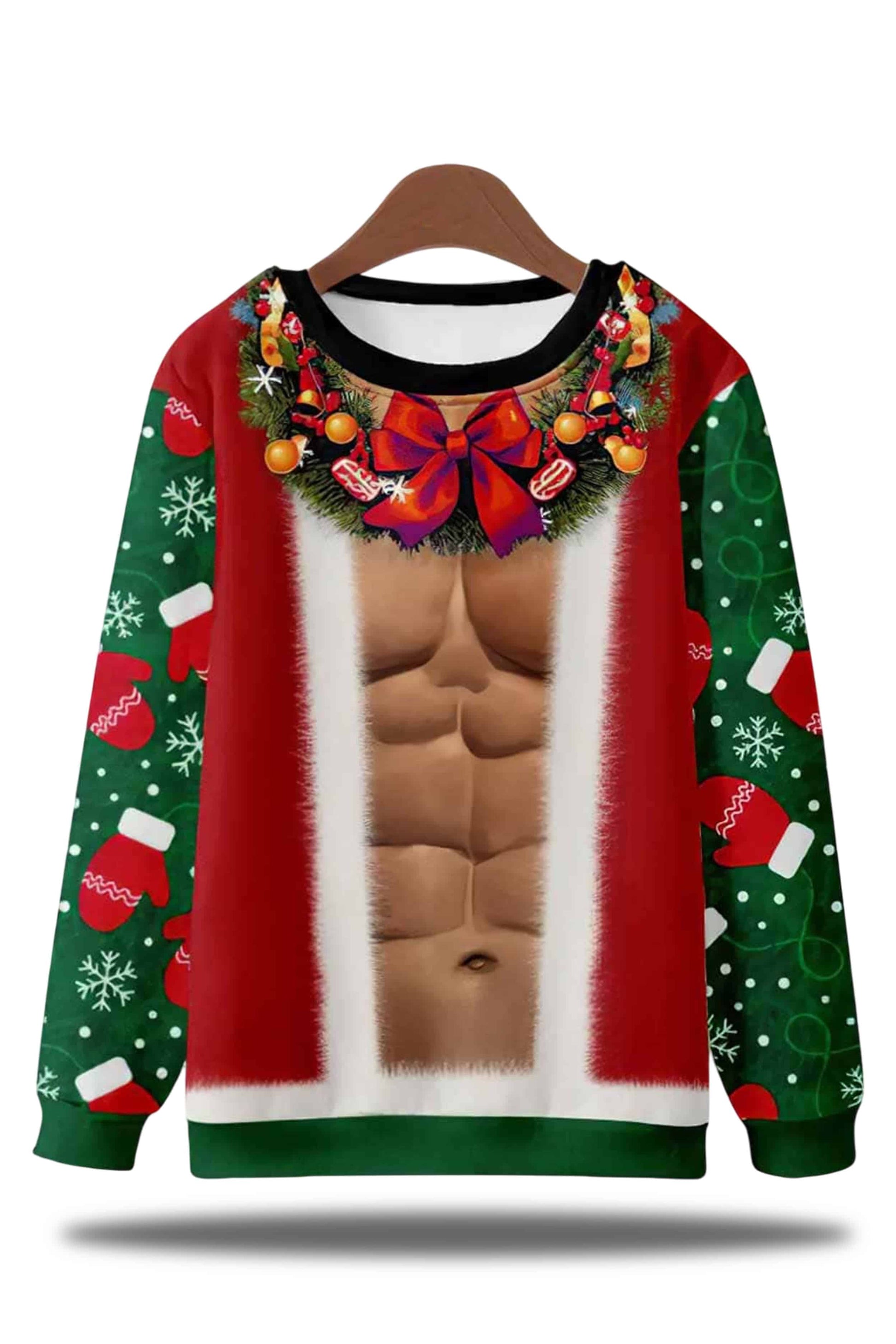 Sexy Santa Abs Ugly Christmas 2025 Sweater1