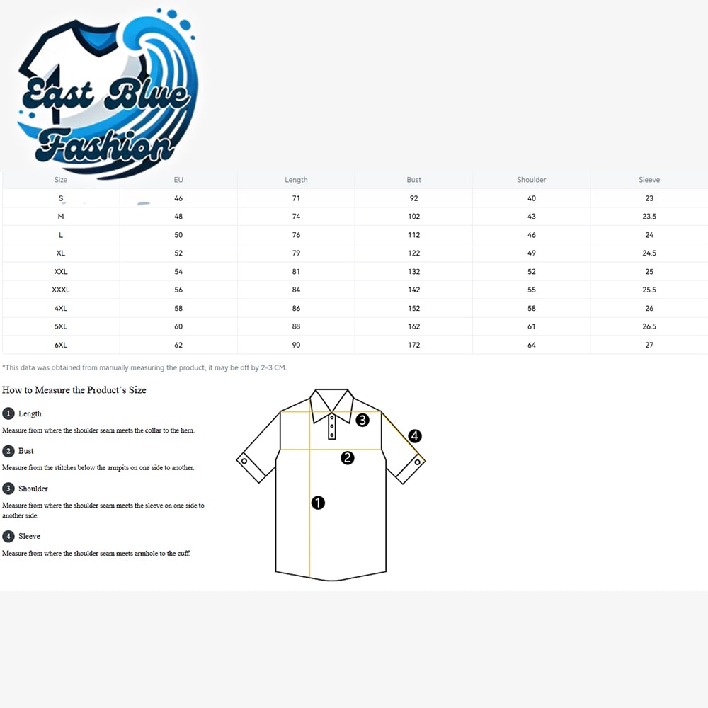 Clothing size chart for Bryson DeChambeau Masters 2025 Polo Shirt.