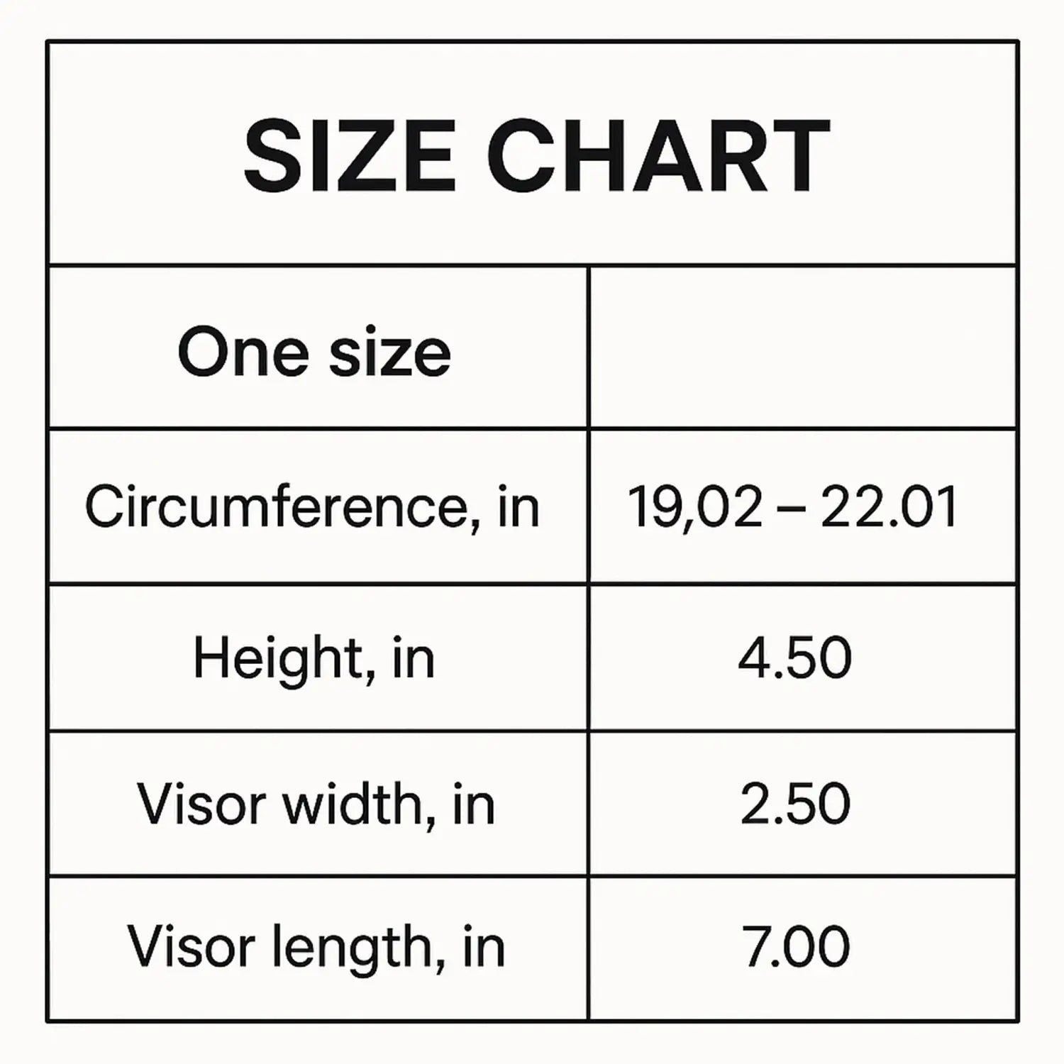 Size chart for Mavs 24-25 Veteran Hat with bold gold lettering, perfect veterans hat fit
