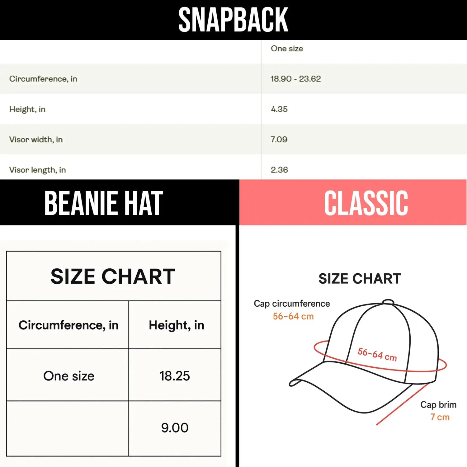 Hat size charts for Utah Mammoth Mountain Mammoth logo New Hat product image