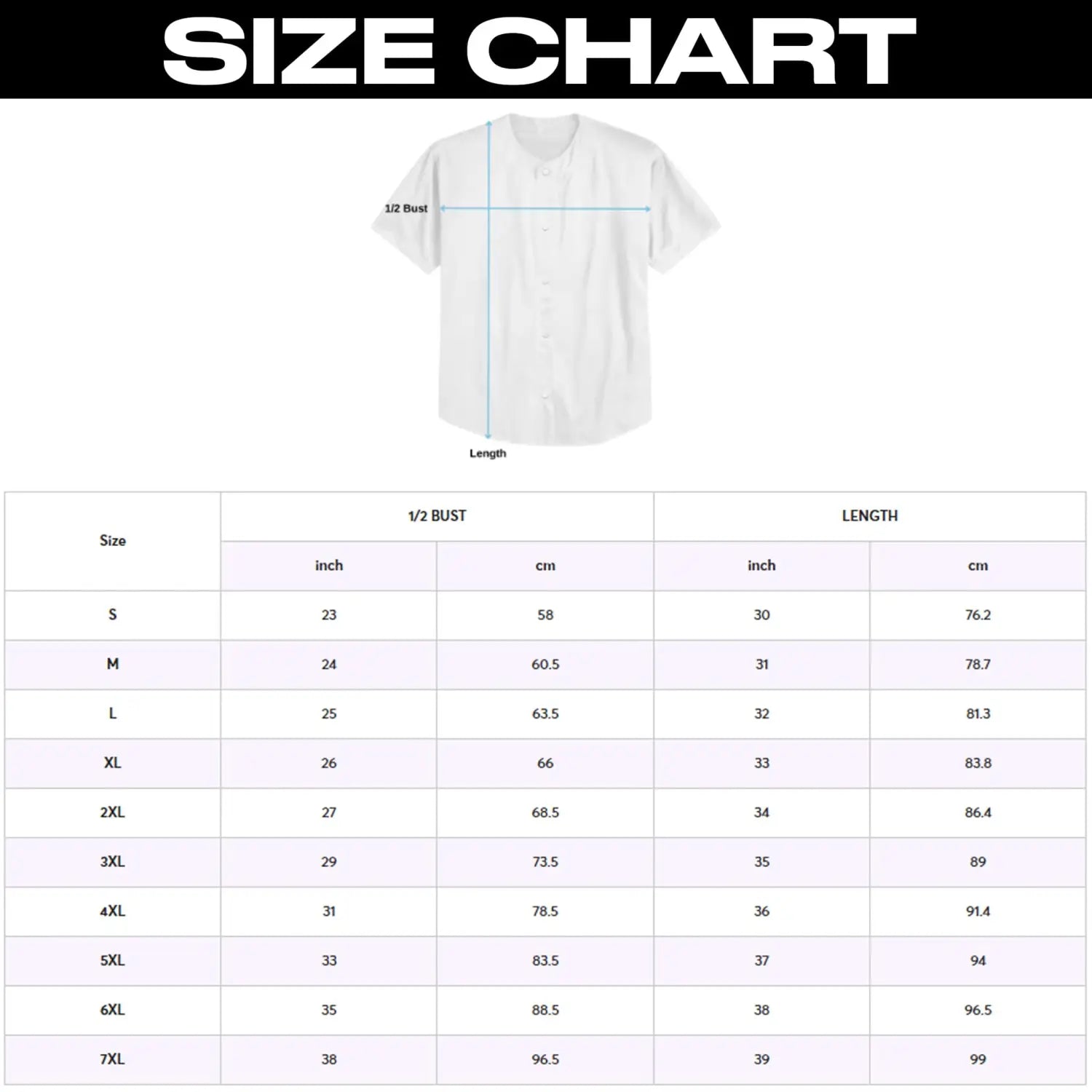 T-shirt size chart for Dodgers Happy Fathers Day 2025 special jersey, perfect for father’s day