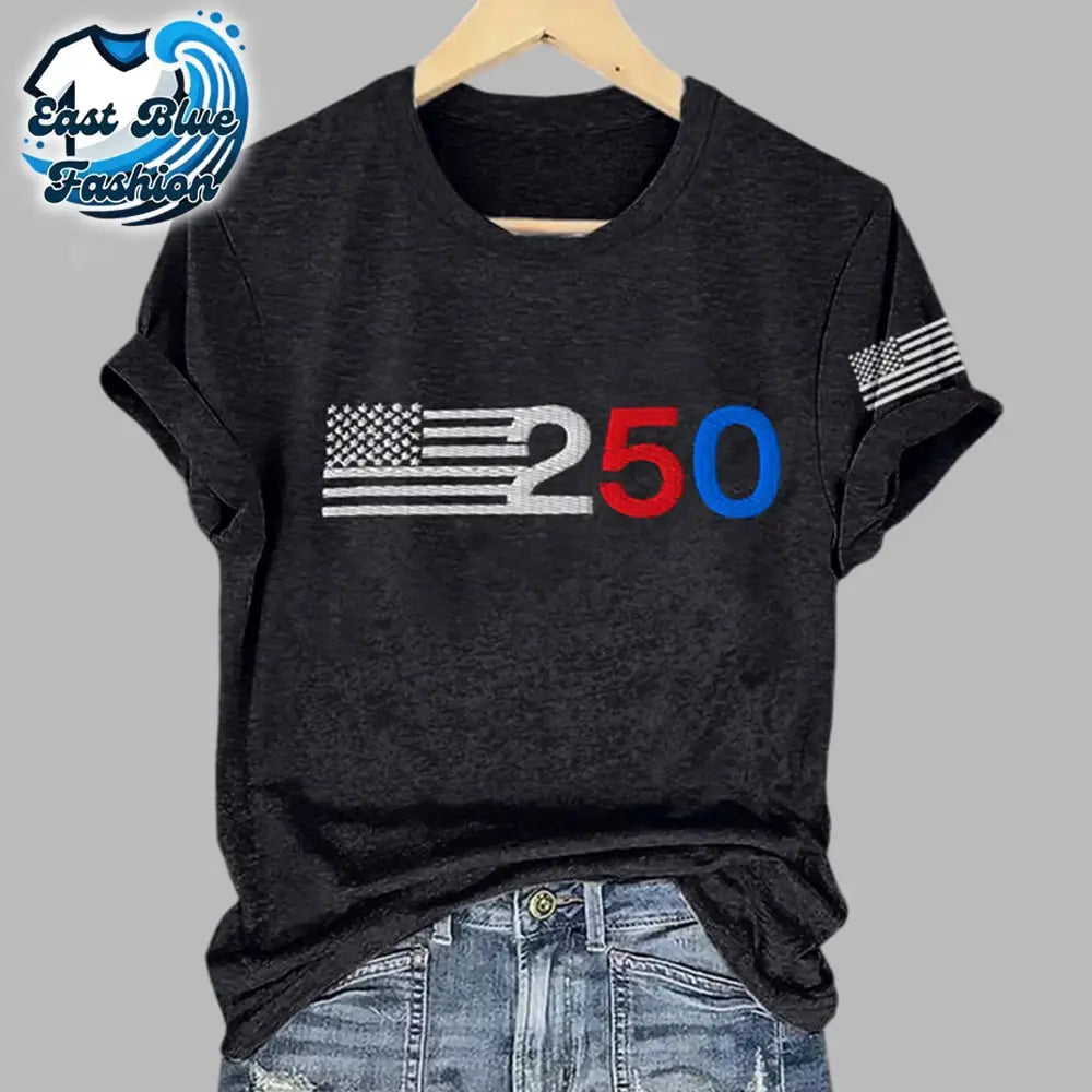 Women's Retro 205 American Flag Print T-Shirt1