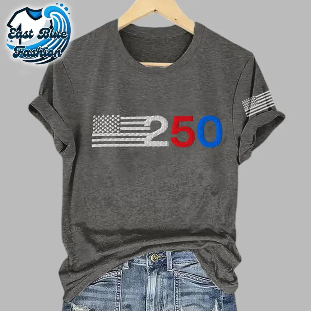 Women's Retro 205 American Flag Print T-Shirt4