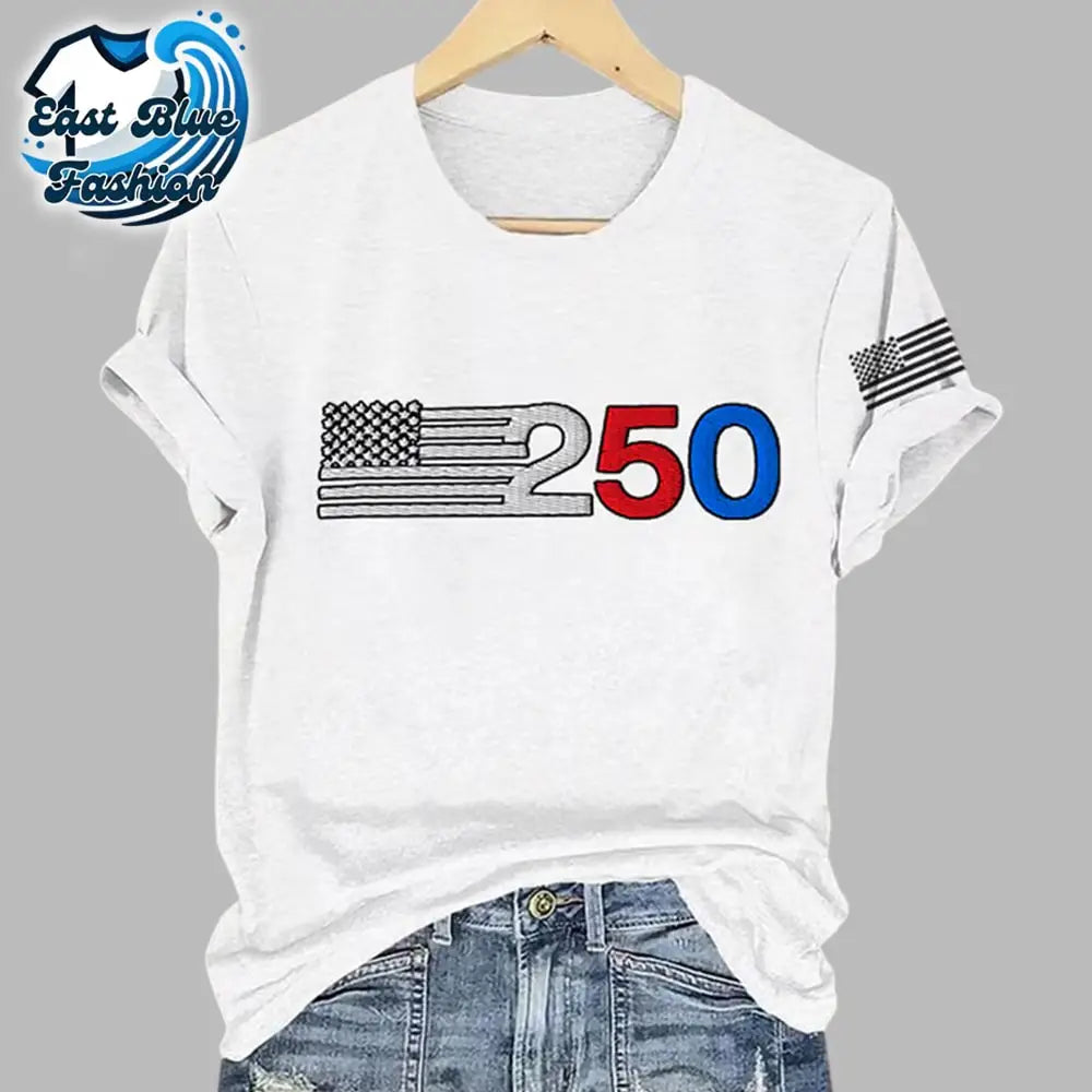 Women's Retro 205 American Flag Print T-Shirt